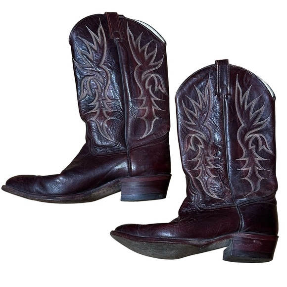 J. Chisholm Vintage Cowboy Boots Brown Leather Men’s Size 10 EE Wide Made in USA - Picture 2 of 8